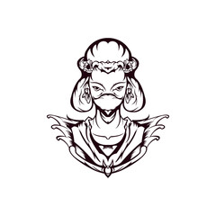 premium woman with mask illustration for t shirt ready to use