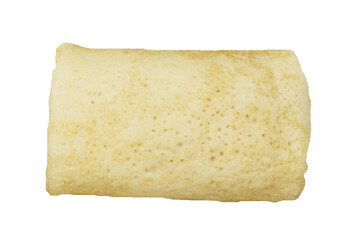 Stuffed pancakes, crepes with filling, isolated on white background.