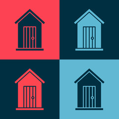 Pop art Farm house icon isolated on color background. Vector Illustration.