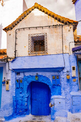 It's Blue painted walls of the houses in Chefchaouen, small town in northwest Morocco famous by its blue buildings