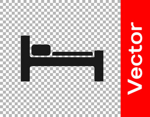 Black Bed icon isolated on transparent background. Vector Illustration.