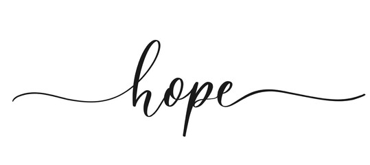 Hope - calligraphic inscription with smooth lines. - obrazy, fototapety, plakaty