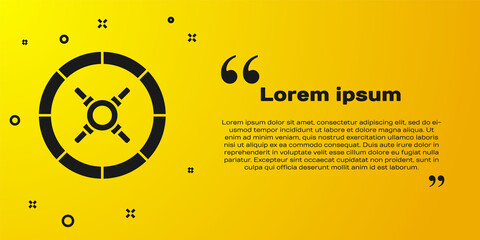 Fototapeta na wymiar Black Safe icon isolated on yellow background. The door safe a bank vault with a combination lock. Reliable Data Protection. Vector Illustration.