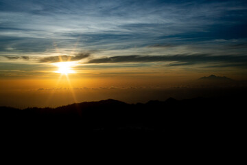landscape. Dawn overlooking the volcano. BATUR Volcano. Bali Indonesia