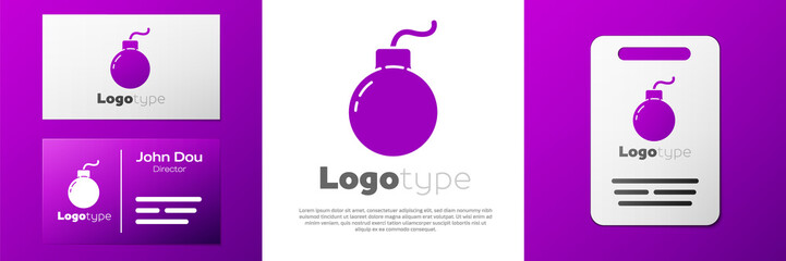 Logotype Bomb ready to explode icon isolated on white background. Logo design template element. Vector Illustration.