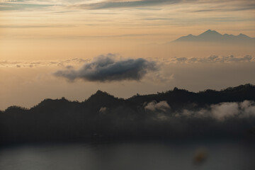 landscape. Dawn overlooking the volcano. BATUR Volcano. Bali Indonesia