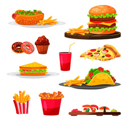 Favorite mass-produced junk street fast food set