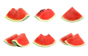 Pieces of watermelon isolated on white background.