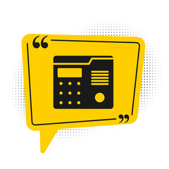 Black House intercom system icon isolated on white background. Yellow speech bubble symbol. Vector Illustration.