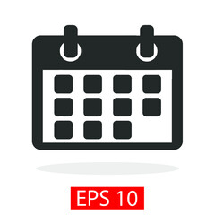  Flat Calendar Icon. Vector illustration. Calendar design