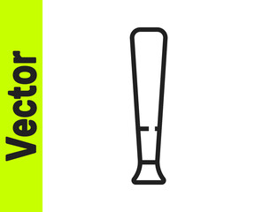 Black line Baseball bat icon isolated on white background. Sport equipment. Vector Illustration.