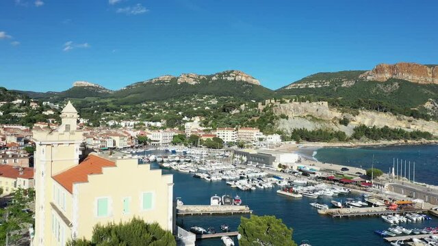 Aerial view of Cassis, a fishing village located near Marseille