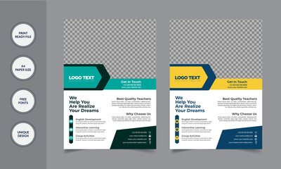 College and University Admission Flyer template 
Leaflet presentation, book cover, layout in A4 size.