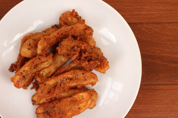 Thai food Fried Banana on white dish - Thai Snack.