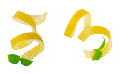 lemon zest isolated on white background