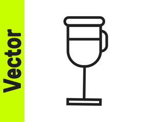 Black line Irish coffee icon isolated on white background. Vector Illustration.