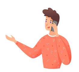 Vector character illustration of man talking phone