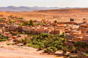Obraz premium It's Part of Kasr of Ait Benhaddou, a fortified city, the former caravan way from Sahara to Marrakech. UNESCO World Heritage, Morocco