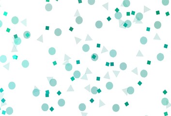 Light Green vector template with crystals, circles, squares.