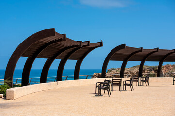 gazebo and benches on the city promenade
