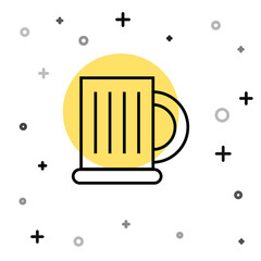 Black line Wooden beer mug icon isolated on white background. Random dynamic shapes. Vector Illustration.