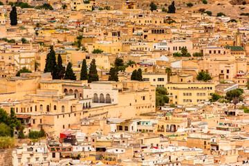 Obraz premium It's Panorama of Fez, the second largest city of Morocco. Fez was the capital city of modern Morocco until 1925 and