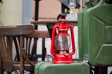 Kerosene lamp up close, antique lamp, antique lamp.