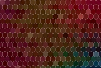 Dark Green, Red vector template in hexagonal style.