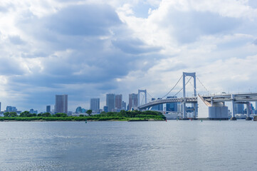 Fototapeta na wymiar 東京都港区お台場から見た東京湾と東京の景色
