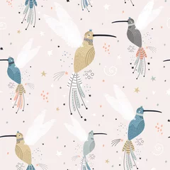Blackout curtains Out of Nature Seamless childish pattern with fairy collibi, stars. Creative scandinavian style kids texture for fabric, wrapping, textile, wallpaper, apparel. Vector illustration