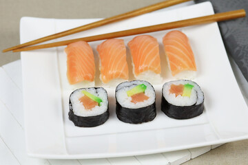 assiette de sushi et maki