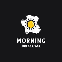 omelet egg with bright sun for moring breakfast logo design