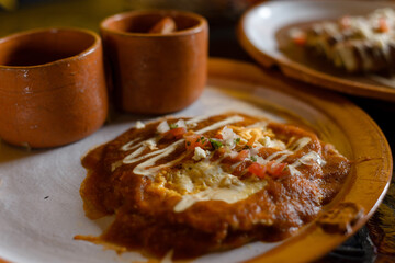 Mexican cuisine dishes at a Mexican restaurant 