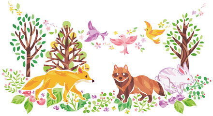 植物　動物　イラスト