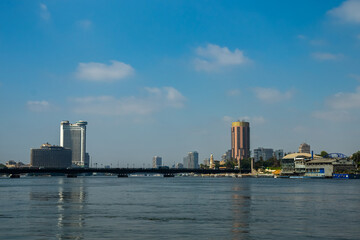 Fototapeta na wymiar the river Nile in Egypt against the background of the city of Cairo