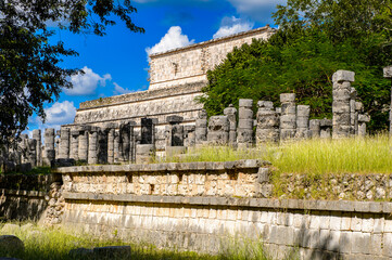 Group of thousands columns, Chichen Itza, Tinum Municipality, Yucatan State. It was a large pre-Columbian city built by the Maya people of the Terminal Classic period. UNESCO World Heritage