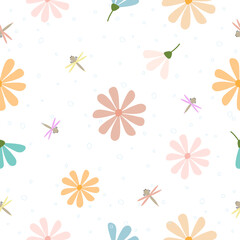 Seamless cute fresh floral pattern background vector illustration for design
