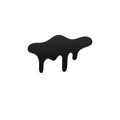 Drip paint. Ink stain. Drop melt liquid isolated on white background. Splash of chocolate, oil, blood. Black graffiti. Splatter syrup, candy sauce, caramel. Color easy to edit. Vector illustration