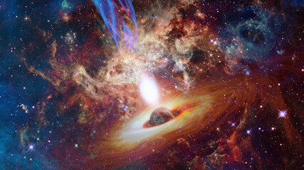 Obraz premium Bright quasar in deep space. Elements of this image furnished by NASA
