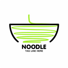 Noodle Logo Design , noodle bowl green vector business logo