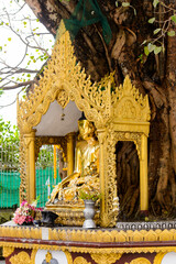 It's Surroundings of the Shwedagon Pagoda, a gilded stupa on the Singuttara Hill, Kandawgyi Lake,...