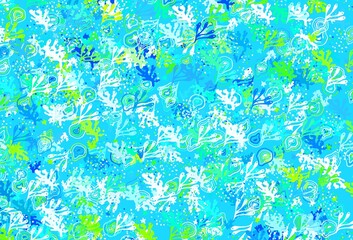 Light Blue, Green vector backdrop with memphis shapes.