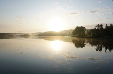 Misty Lake at Sunrise 
