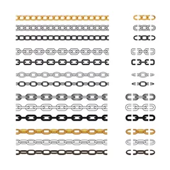 Foto op Plexiglas Chain brush set, vector seamless and isolated metal chain parts and element. graphic illustration. © v_ctoria