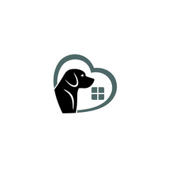 Dog, Heart and House logo / icon design