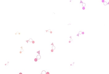 Light Pink, Yellow vector background with triangles, circles.