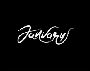 January Lettering Text on black background in vector illustration