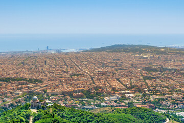 Panorama of Barcelona view from mount Tibidabo