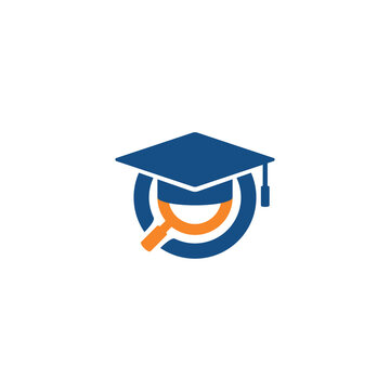 Graduate Hat and Magnifying Glass logo design