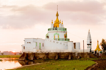 It's Temple on the coast of the Taungthaman Lake, Myanmar